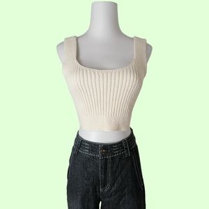 🌾 beige ribbed knit tank top